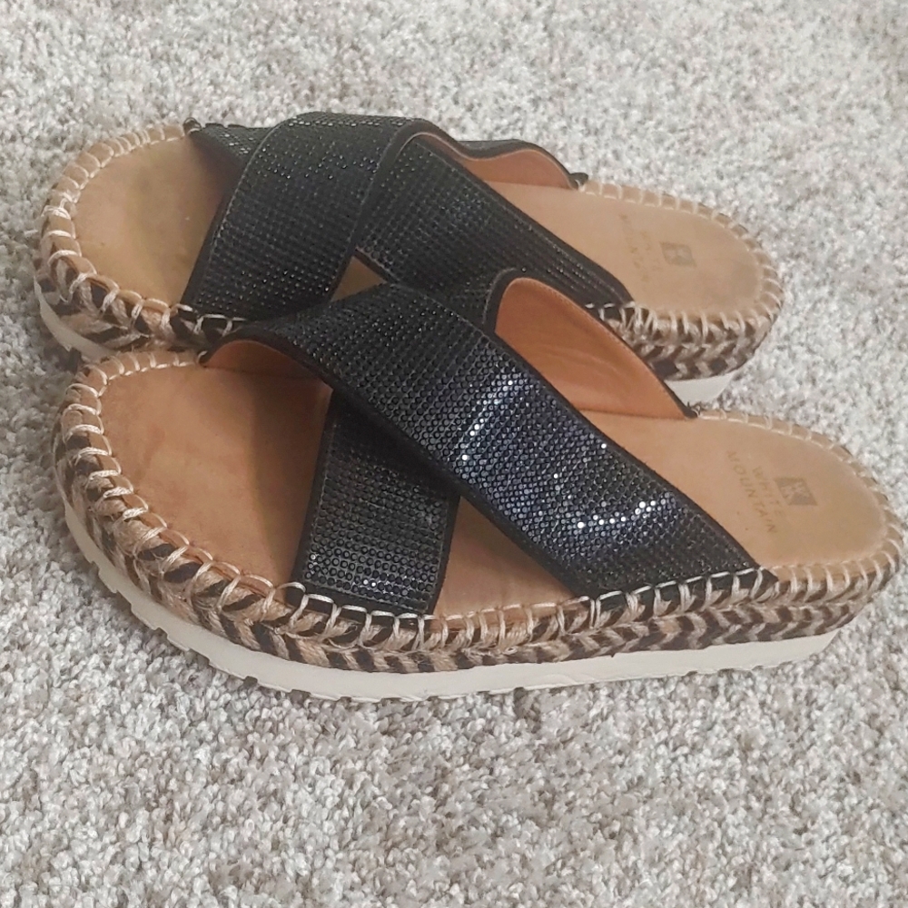 Black Blingy Slides